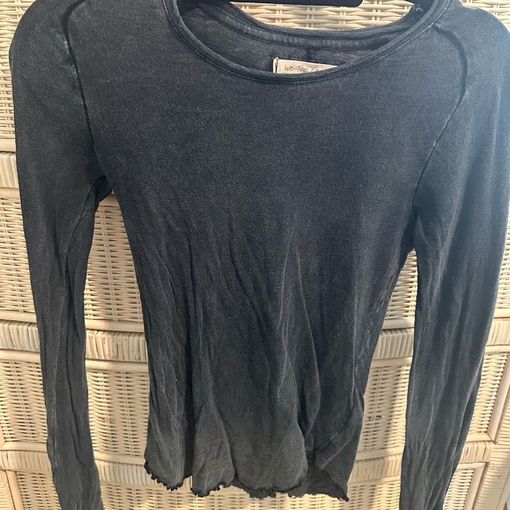 free people lettuce trim long sleeve top